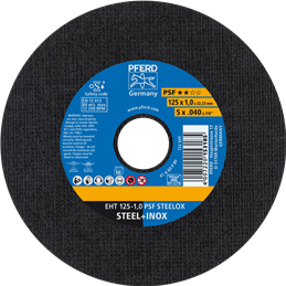 PFERD  Ściernica tarczowa do cięcia EHT 125 x 1,0 x 22,23 mm prosta linia uniwersalna PSF STEELOX do stali/stali szlachetnej (10