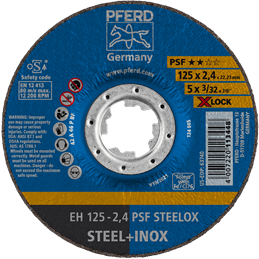 PFERD  Ściernica tarczowa do cięcia EH 125 x 2,4 mm X-LOCK odgięta linia uniwersalna PSF STEELOX do stali/stali szlachetnej
