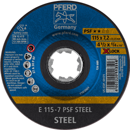 PFERD  Ściernica tarczowa do zdzierania E 115 x 7,2 mm X-LOCK linia uniwersalna PSF STEEL do stali