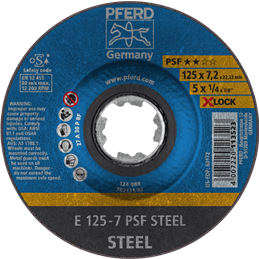 PFERD  Ściernica tarczowa do zdzierania E 125 x 7,2 mm X-LOCK linia uniwersalna PSF STEEL do stali