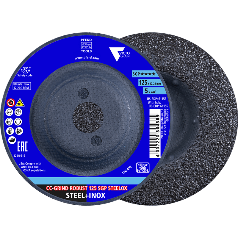 PFERD  Ściernica tarczowa CC-GRIND ROBUST 125 x 22,23 mm linia specjalna SGP STEELOX do stali/stali szlachetnej