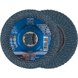 PFERD  Ściernica listkowa POLIFAN CURVE PFR 125 mm X-LOCK szerokość M Z40 SGP STEELOX do stali/stali nierdzewnej