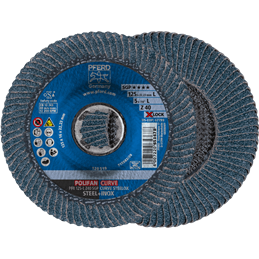 PFERD  Ściernica listkowa POLIFAN CURVE PFR 125 mm X-LOCK szerokość L Z40 SGP STEELOX do stali/stali nierdzewnej