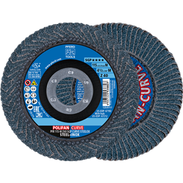 PFERD  Ściernica listkowa POLIFAN CURVE PFR 115 x 22,23 mm, szerokość M, Z40 SGP STEELOX, do stali / stali szlachetnej (POS 2)