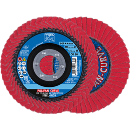 PFERD  Ściernica listkowa POLIFAN CURVE PFR 115 x 22,23 mm, szerokość M, CO60 SGP STEELOX, do stali / stali szlachetnej (POS 2)