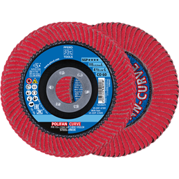 PFERD  Ściernica listkowa POLIFAN CURVE PFR 115 x 22,23 mm, szerokość L, CO60 SGP STEELOX, do stali / stali szlachetnej (POS 2)