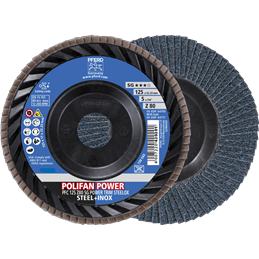 PFERD  Ściernica listkowa POLIFAN POWER PFC 125 x 22,23 mm stożkowa Z80 linia wydajna SG TRIM STEELOX do stali/stali szlachetnej