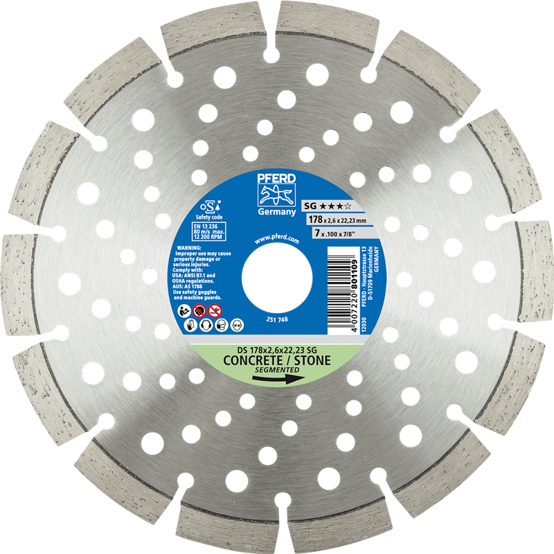 PFERD  Diamentowa ściernica do przecinania DS 150 x 2,2 x 22,23 mm SG do szybkiego cięcia kamienia i betonu