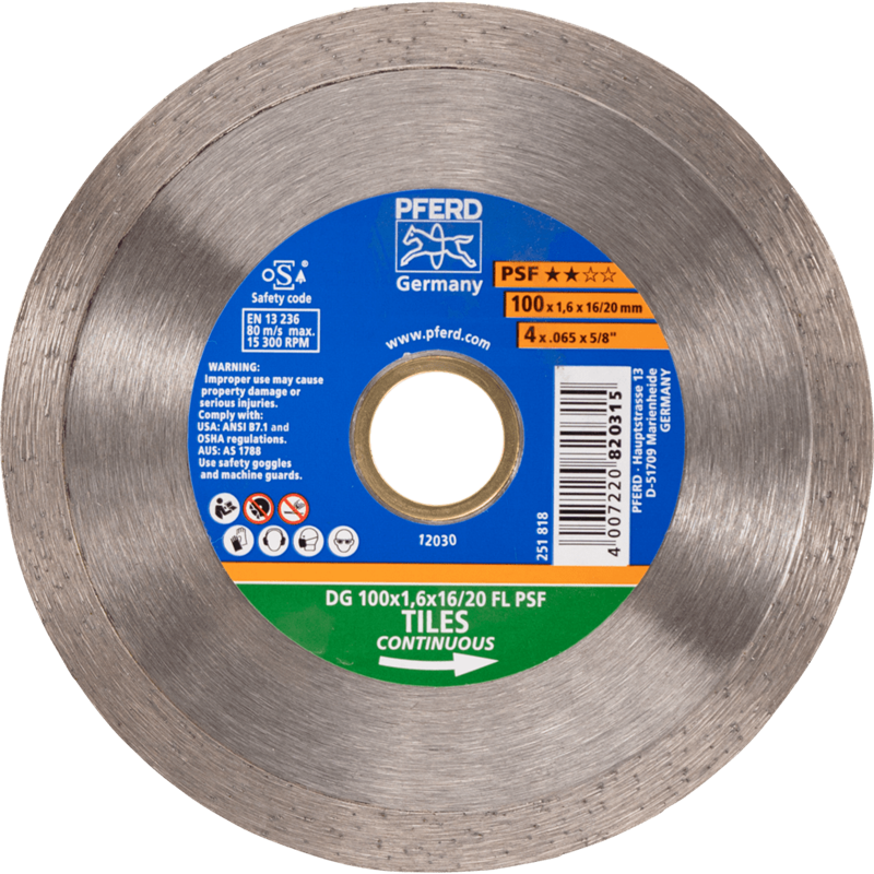 PFERD  Diamentowa ściernica do przecinania DG FL 100 x 1,6 x 16/20 mm PSF do cięcia glazury, wysoka jakość cięcia