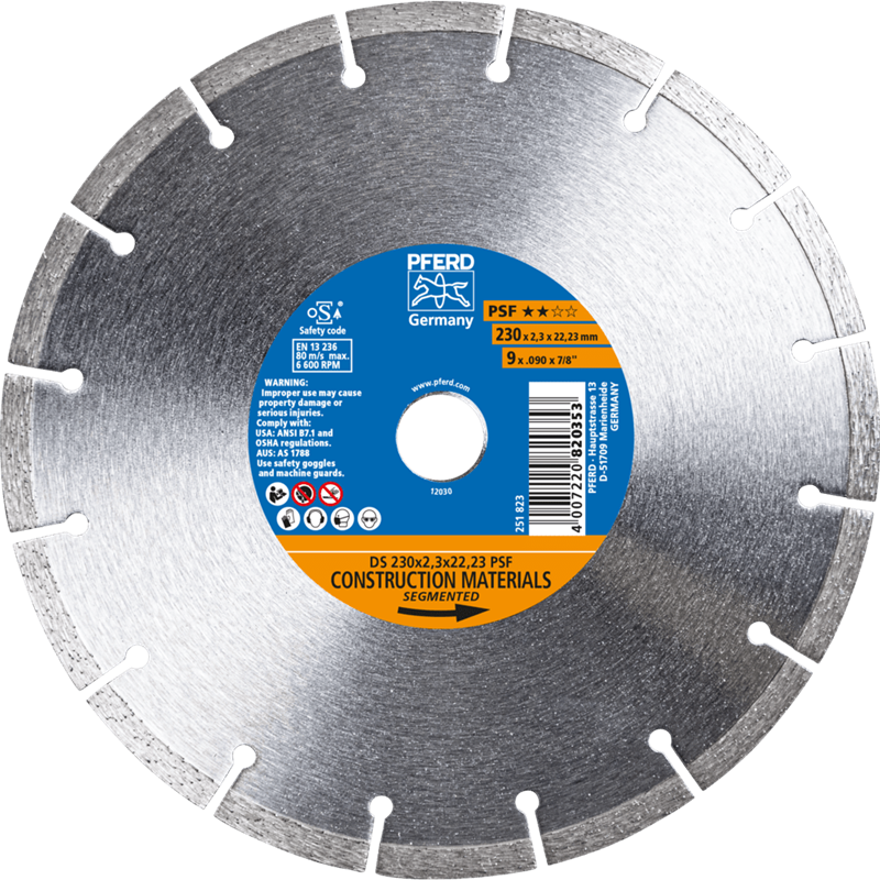 PFERD  Diamentowa ściernica do przecinania DS 230 x 2,3 x 22,23 mm START do szybkiego cięcia kamienia i betonu