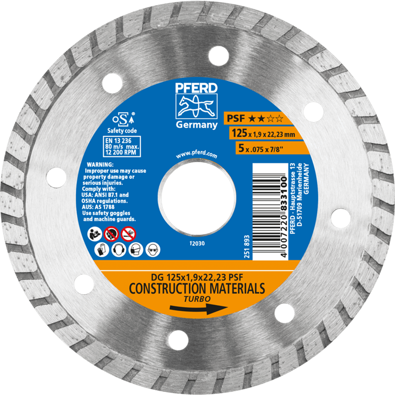 PFERD  Diamentowa ściernica do przecinania DG 125 x 1,9 x 22,23 mm START do cięcia kamienia/betonu, wysoka jakość cięcia