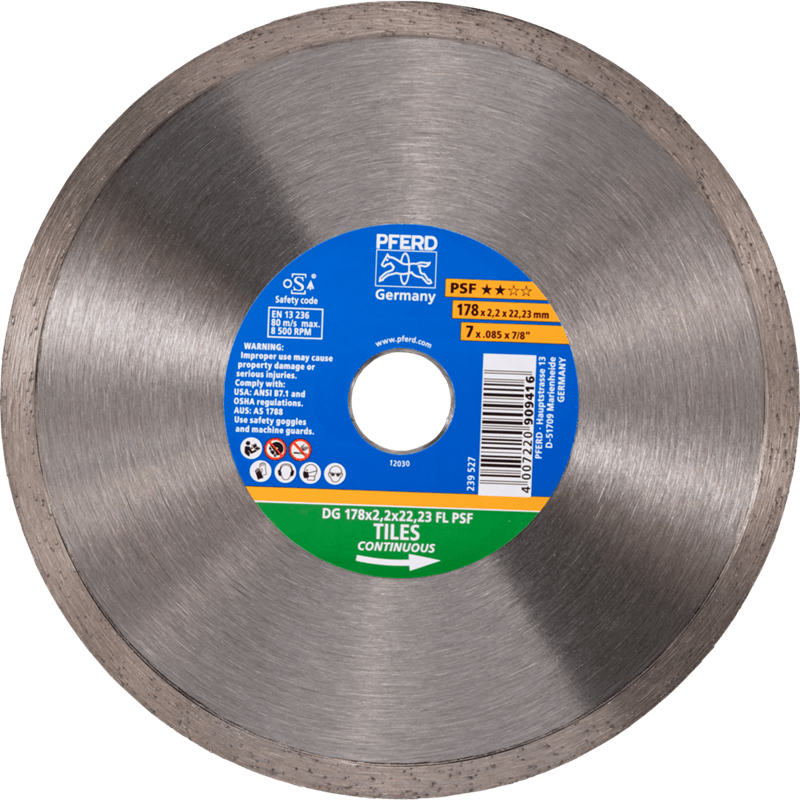 PFERD  Diamentowa ściernica do przecinania DG FL 178 x 2,2 x 22,23 mm PSF do cięcia glazury, wysoka jakość cięcia