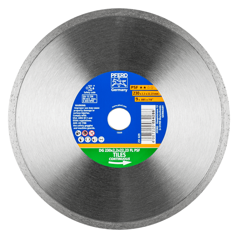PFERD  Diamentowa ściernica do przecinania DG FL 230 x 2,2 x 22,23 mm PSF do cięcia glazury, wysoka jakość cięcia
