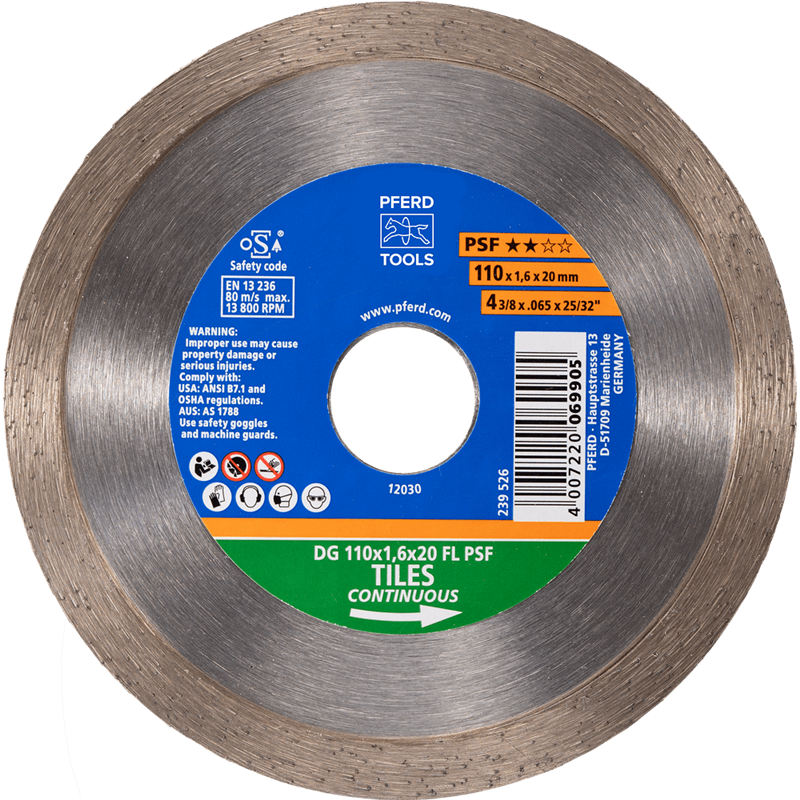 PFERD  Diamentowa ściernica do przecinania DG FL 110 x 1,6 x 20 mm PSF do cięcia glazury, wysoka jakość cięcia