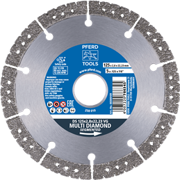 PFERD  Diamentowa ściernica do przecinania DS 115 x 2,8 x 22,23 mm lutowana próżniowo do szybkiego cięcia żeliwa szarego i sfero