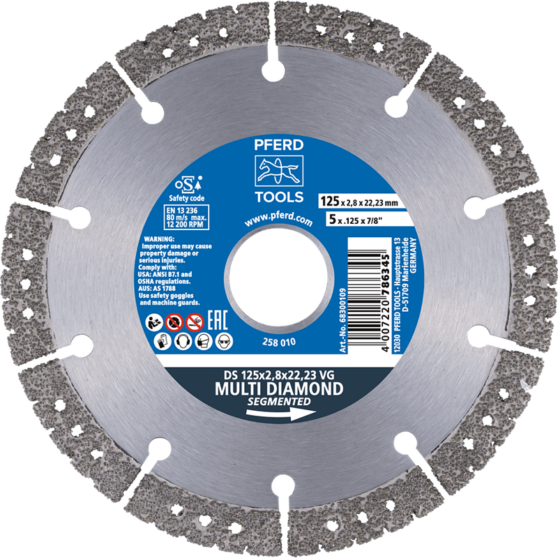 PFERD  Diamentowa ściernica do przecinania DS 180 x 3,1x 22,23 mm lutowana próżniowo do szybkiego cięcia żeliwa szarego i sferoi
