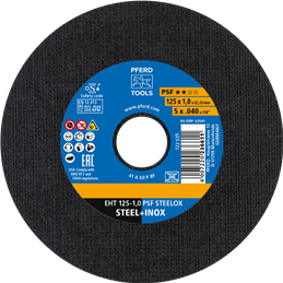 PFERD  Ściernica tarczowa do cięcia EHT 125 x 1,0 x 22,23 mm prosta linia uniwersalna PSF STEELOX do stali/stali szlachetnej (10