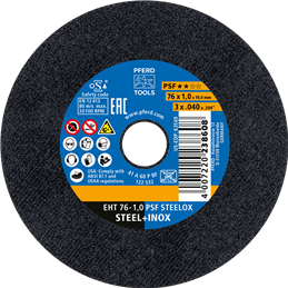 PFERD  Mała ściernica tarczowa do cięcia EHT 76 x 1,0 x 10 mm prosta linia uniwersalna PSF STEELOX do stali/stali szlachetnej (1