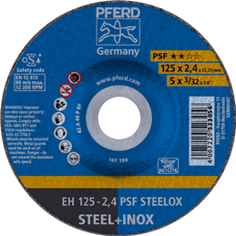 PFERD  Ściernica tarczowa do cięcia EH 125 x 2,4 x 22,23 mm odgięta linia uniwersalna PSF STEELOX do stali/stali szlachetnej (10