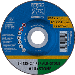 PFERD  Tarcza tnąca EH 125 x 2,4 x 22,23 mm odgięta, linia uniwersalna PSF ALU+STONE do aluminium/metali nieżelaznych/kamienia (