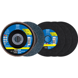 PFERD  Zestaw tarcz tnących/ściernic listkowych 125 Linia Start START STEELOX EHT 1,0/PFC Z60 do stali/stali szlachetnej