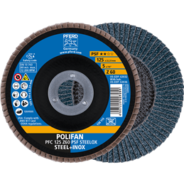 PFERD  Ściernica listkowa POLIFAN PFC 125 x 22,23 mm stożkowa Z60 linia uniwersalna PSF STEELOX stal/stal nierdzewna