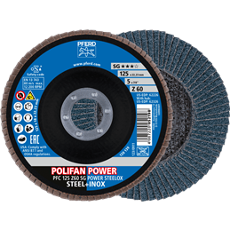 PFERD  Ściernica listkowa POLIFAN POWER PFC 125 x 22,23 mm stożkowa Z60 SG STEELOX do stali/stali szlachetnej (2)