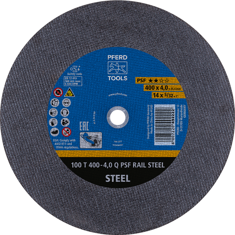 PFERD  Tarcza do przecinania szyn T 400 x 4,0 x 25,4 mm linia uniwersalna PSF RAIL do szyn kolejowych