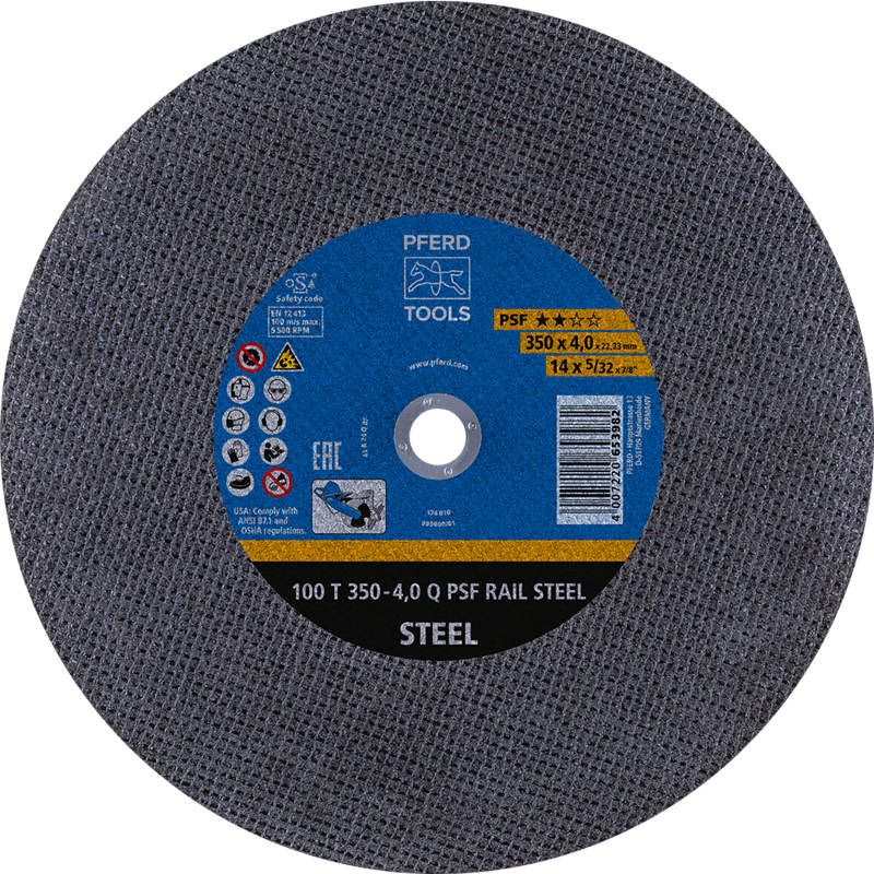 PFERD  Tarcza do przecinania szyn T 350 x 4,0 x 22,23 mm linia uniwersalna PSF RAIL do szyn kolejowych