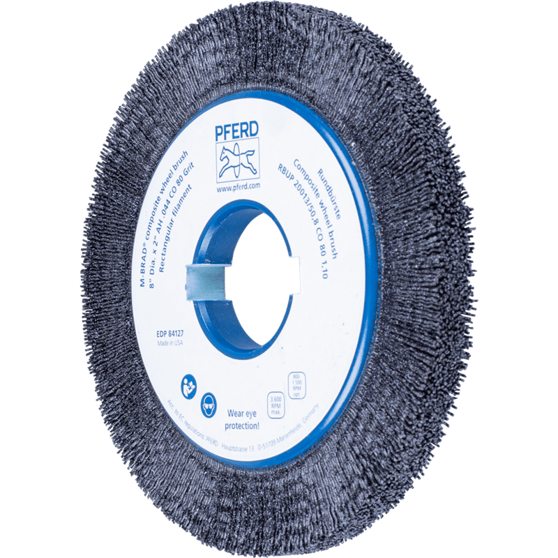 PFERD  SZCZOTKI KOMPOZYTOWE tarczowe RBUP Ø 200 x 13 x 50,8 mm włókno ceramiczne do otworu Ø 1,10 mm, ziarno 80, stacjonarne