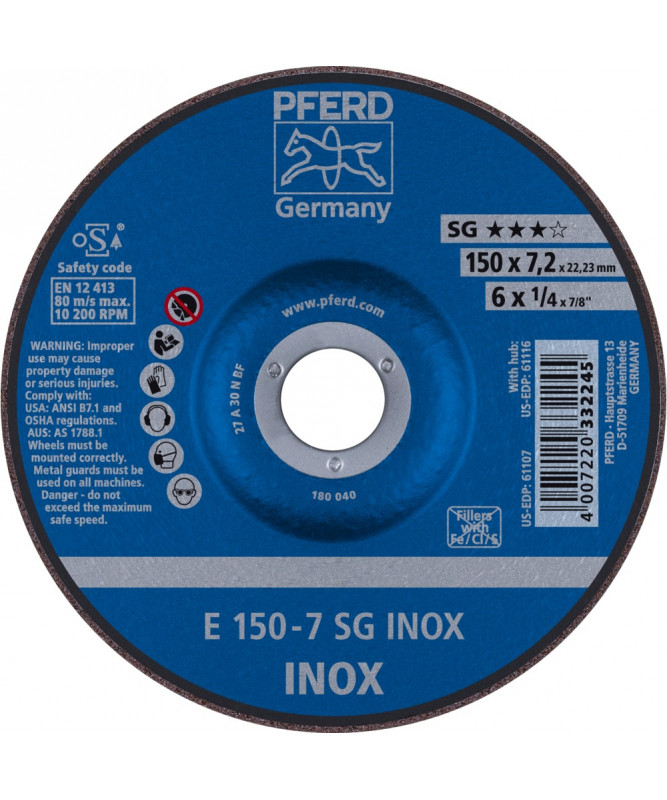 PFERD Sciernice tarczowe do zdzierania E 150-7 SG INOX