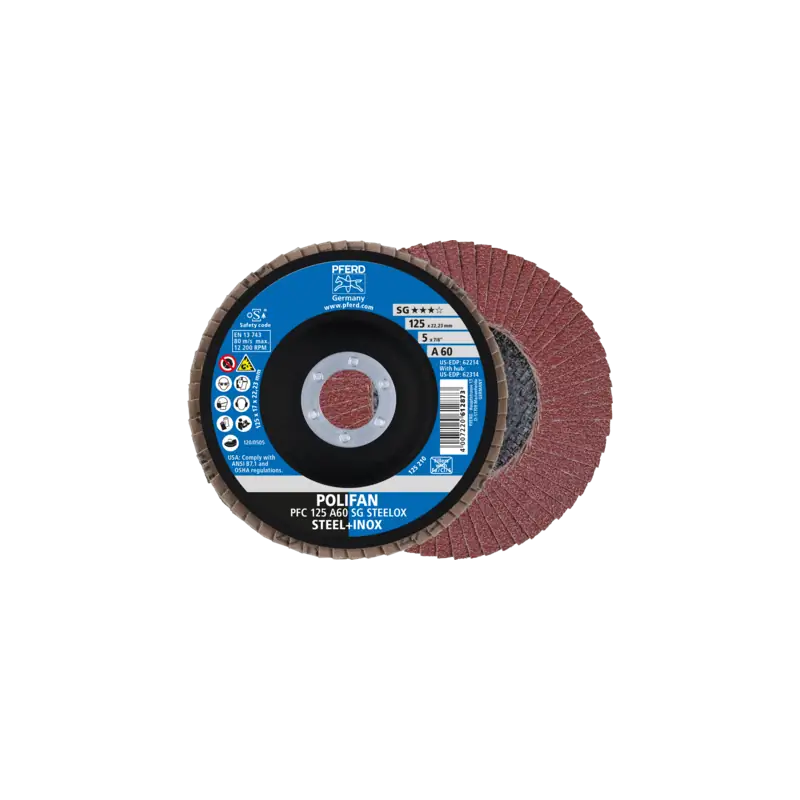 PFERD  Ściernica listkowa POLIFAN PFC 125 x 22,23 mm stożkowa A60 SG STEELOX stal/stal nierdzewna