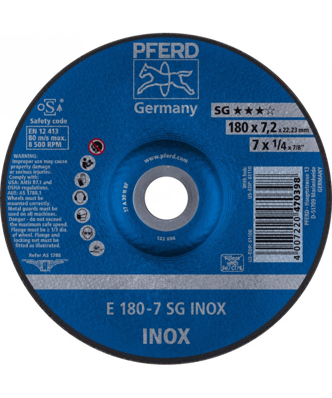 PFERD Sciernice tarczowe do zdzierania E 180-7 SG INOX