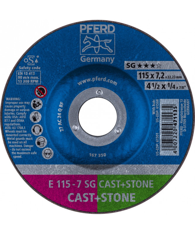 PFERD Sciernice tarczowe do zdzierania E 115-7 SG CAST+STONE