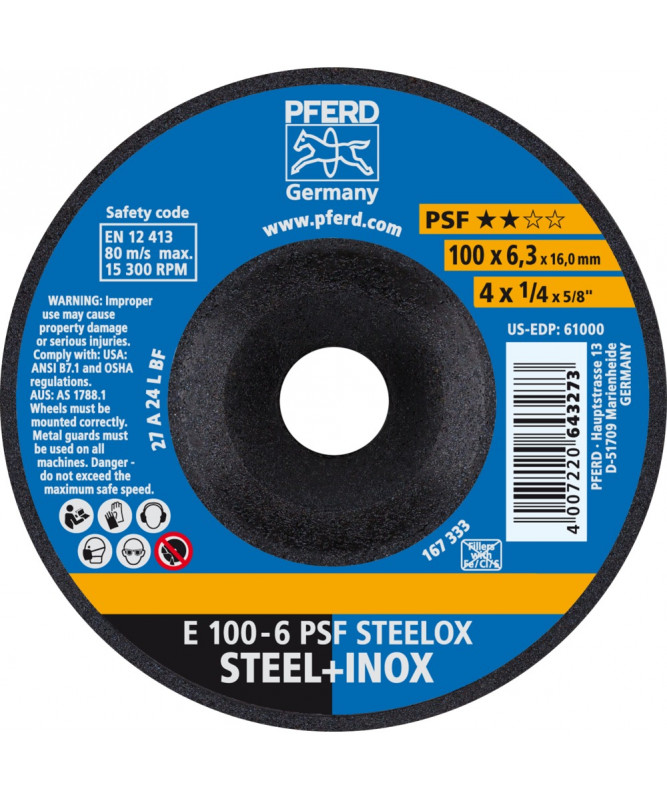 PFERD Sciernice tarczowe do zdzierania E 100-6 PSF STEELOX/16,0