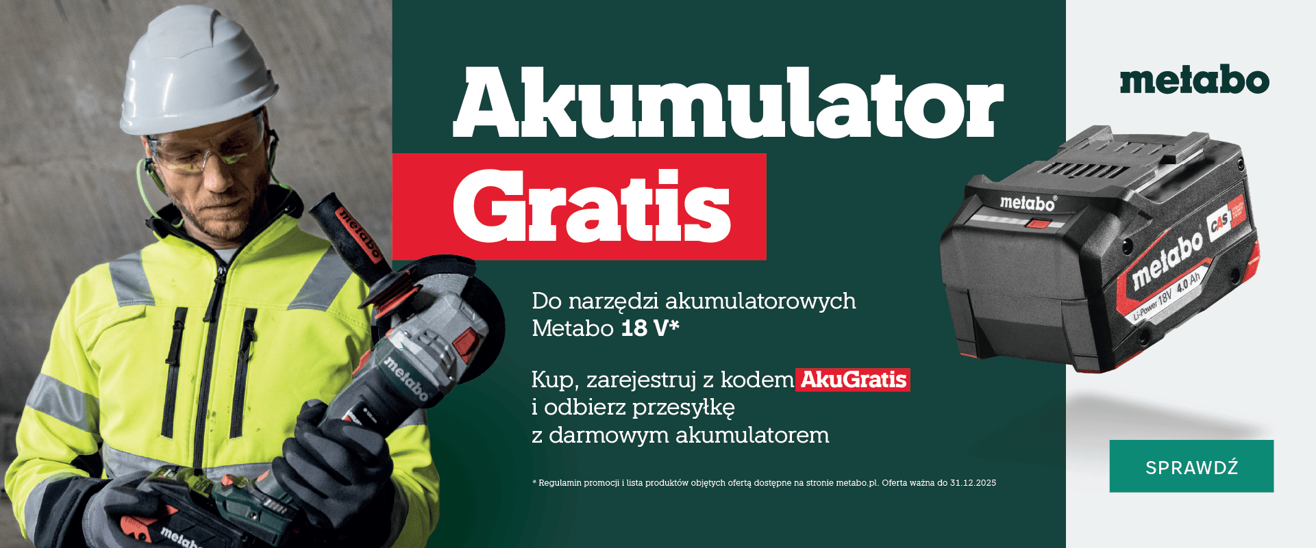 Akumulator 4,0Ah GRATIS METABO Akumulator 4,0Ah GRATIS METABO